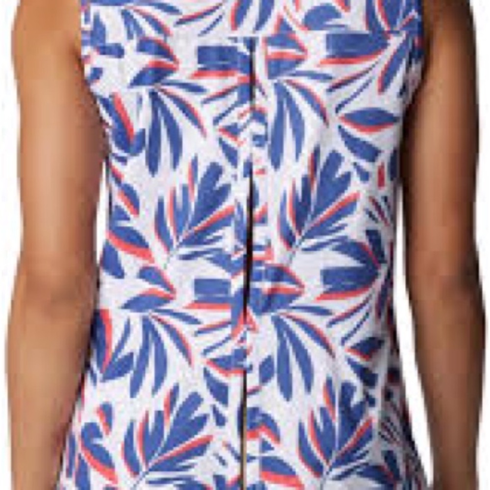 Columbia XL Sleeveless Red White Blue Tank Open Middle Back Summer Picnic USA - Picture 4 of 16